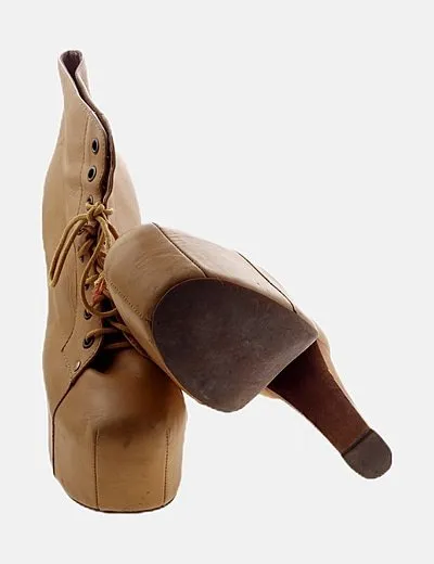 Jeffrey Campbell Botines mostaza tacón madera