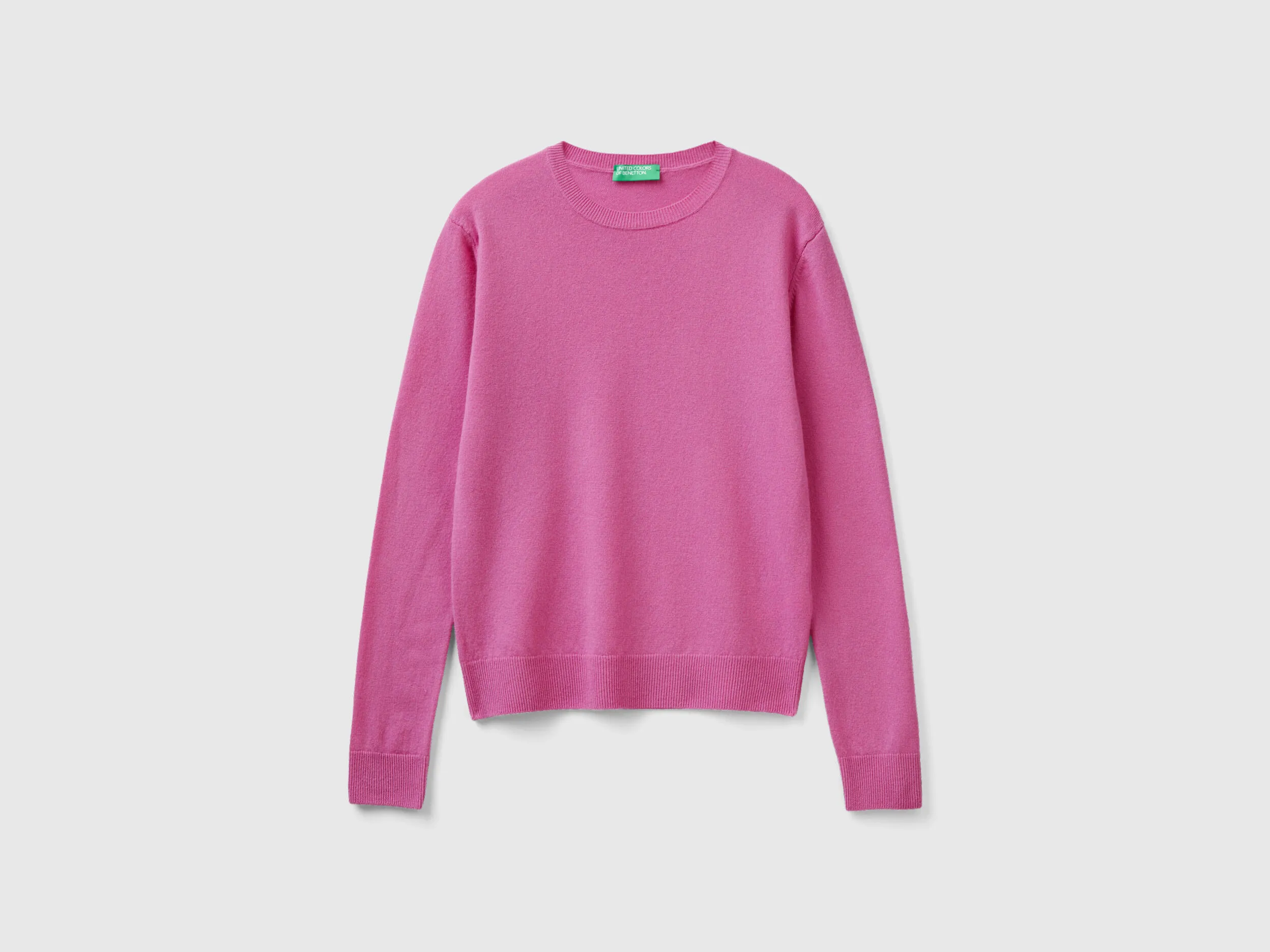 Jersey de cuello redondo rosa oscuro de lana merina