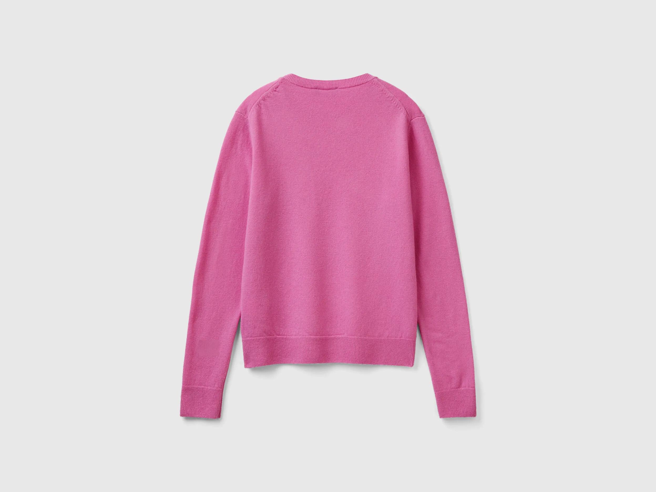 Jersey de cuello redondo rosa oscuro de lana merina