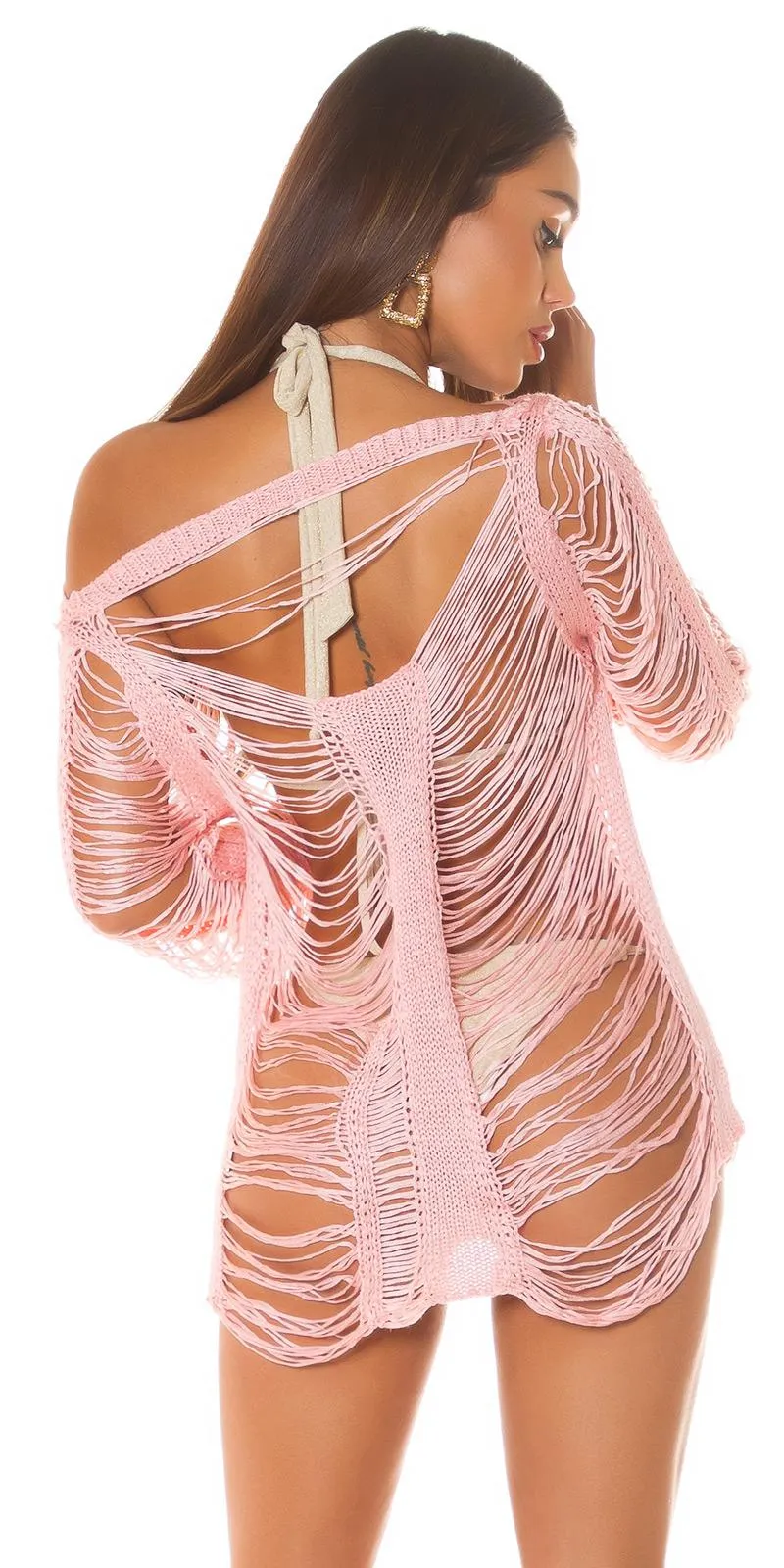 Jersey de punto veraniego rosa