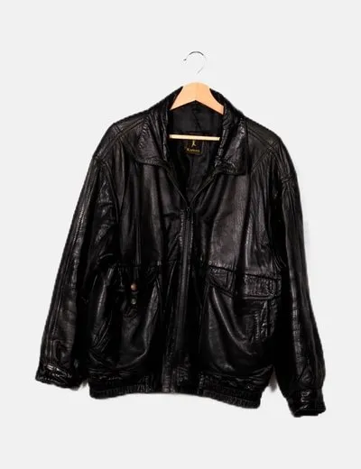 KAPRIUS Cazadora biker negra piel