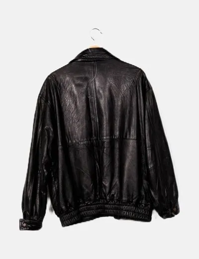 KAPRIUS Cazadora biker negra piel