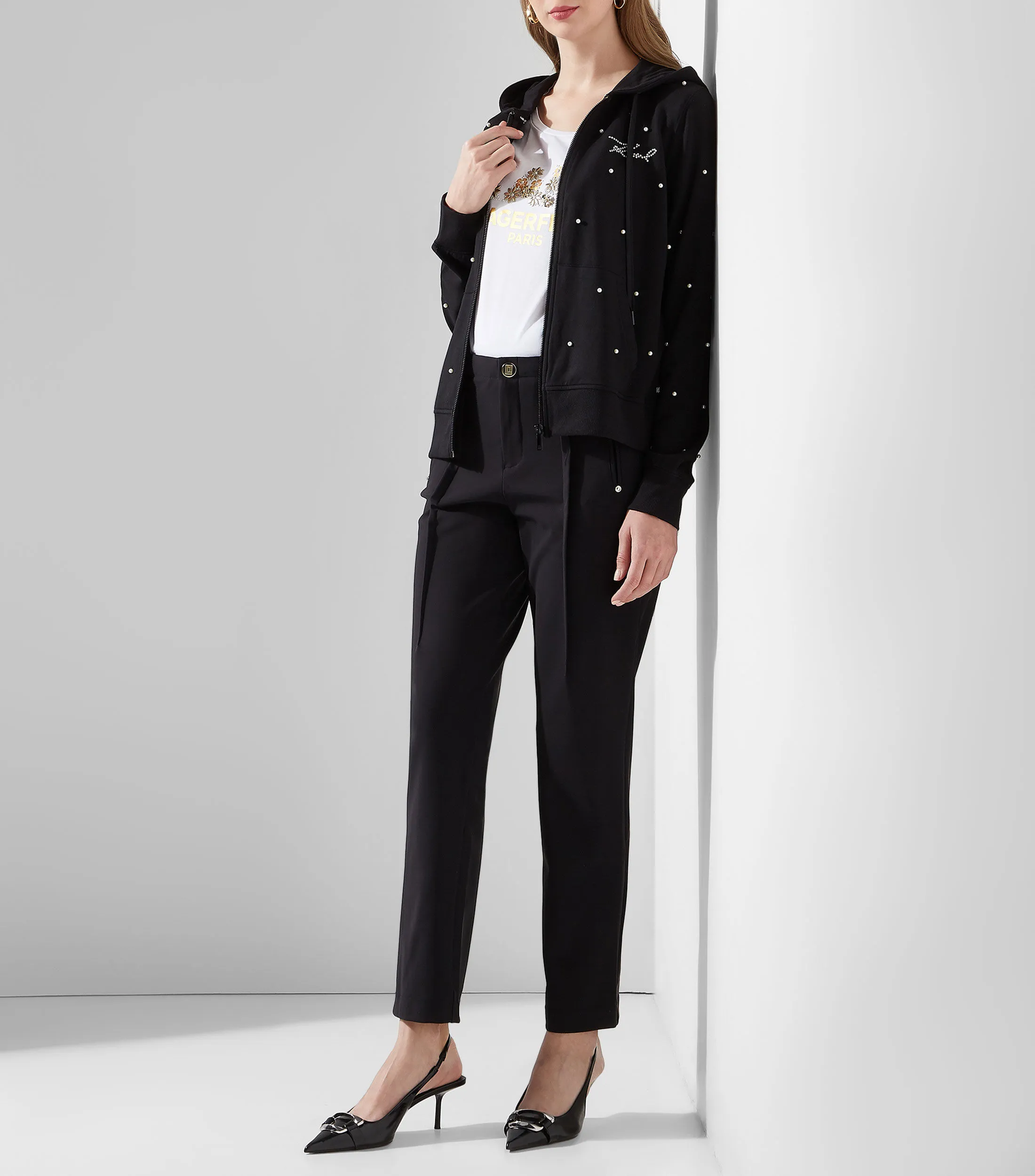 Karl Lagerfeld Chamarra con pedrería Mujer