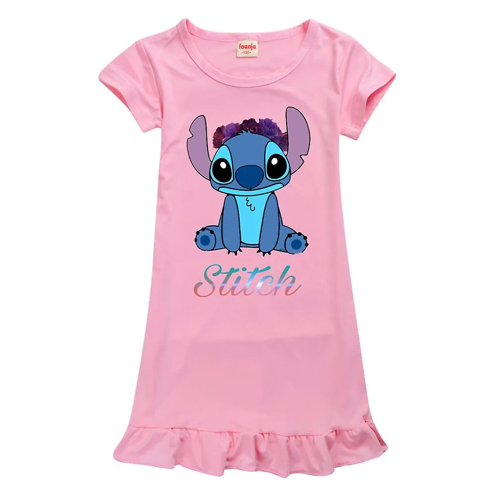 Kids Girls Cute Lilo & Stitch Printed Short Sleeve Pjs Sleepwear Dress Cartoon Pajamas Pyjamas Nightdress Nightwear