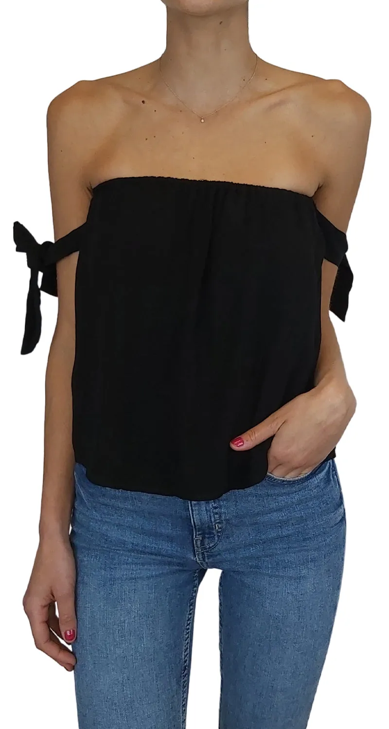 LALALOU Polera Pabilos Ajustables Negra