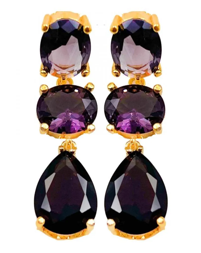 LARGOS PENDIENTES MORADOS EXCLUSIVOS PARA BODAS Y EVENTOS