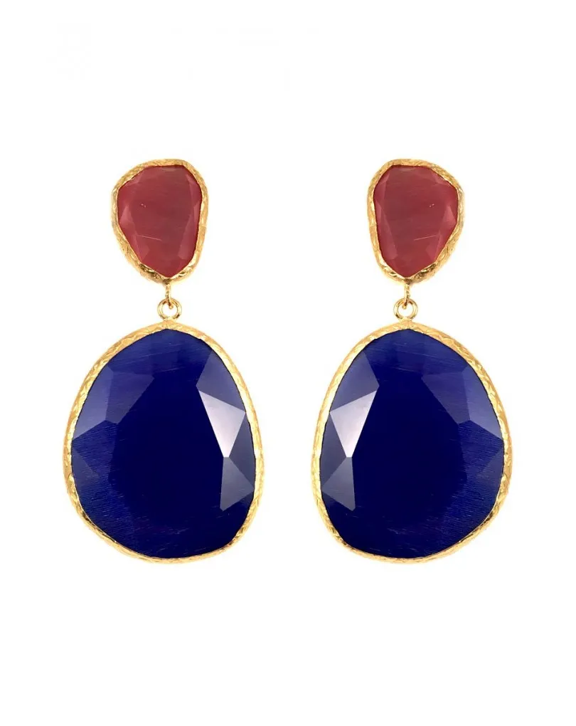 LARGOS PENDIENTES PARA BODAS AZULON Y ROSA