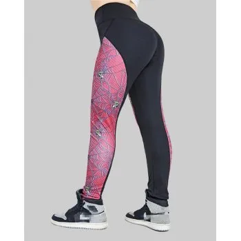 Legging de cintura alta con costura de tela de araña
