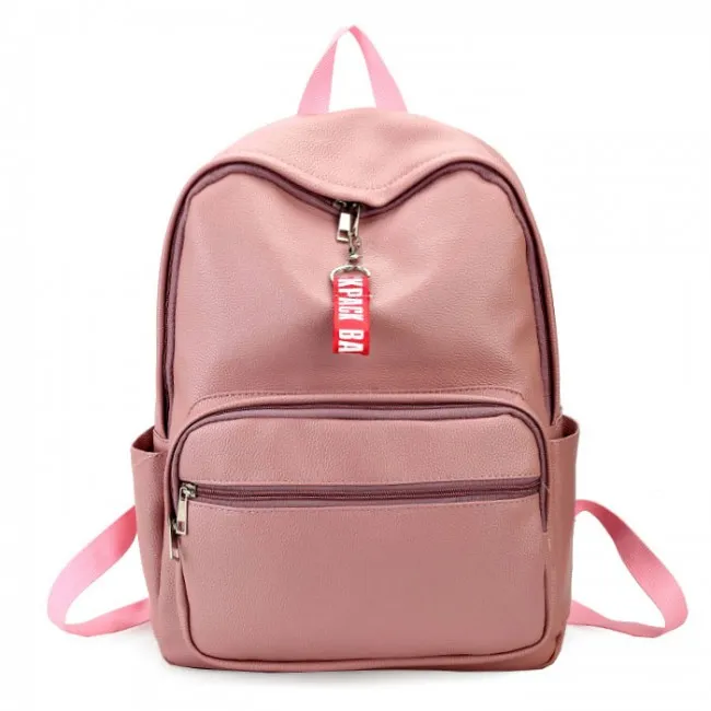 Leisure Chic Lichee Pattern Pink Large PU School Backpack