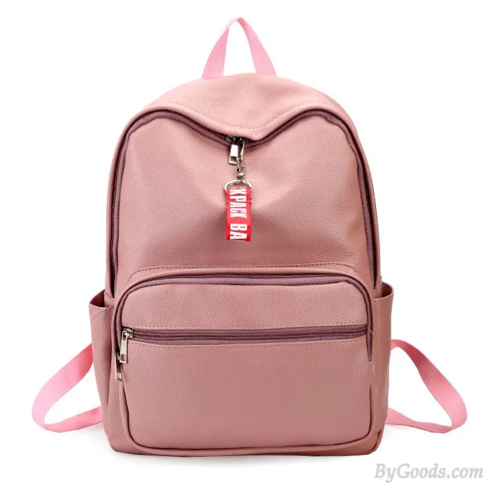 Leisure Chic Lichee Pattern Pink Large PU School Backpack