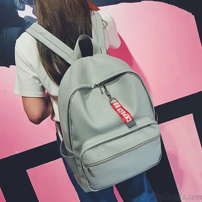 Leisure Chic Lichee Pattern Pink Large PU School Backpack