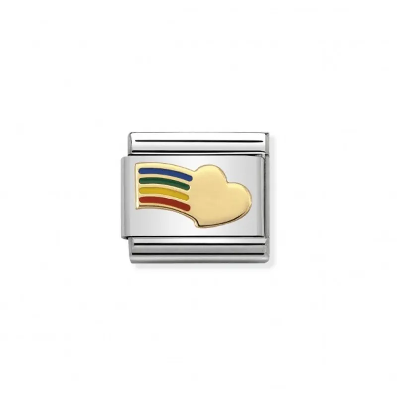 Link Nomination Acero y Oro Corazón Arco Iris 030283 12
