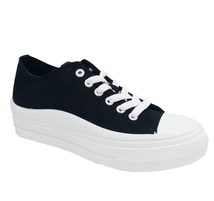 LONA SWEDEN KlE 231000 CLAVOY BASKET PUNTERA CALLE MUJER NEGRO PLANTILLA EXTRAÍBLE MEMORY SPONGE PLATAFORMA 3 CM 28505