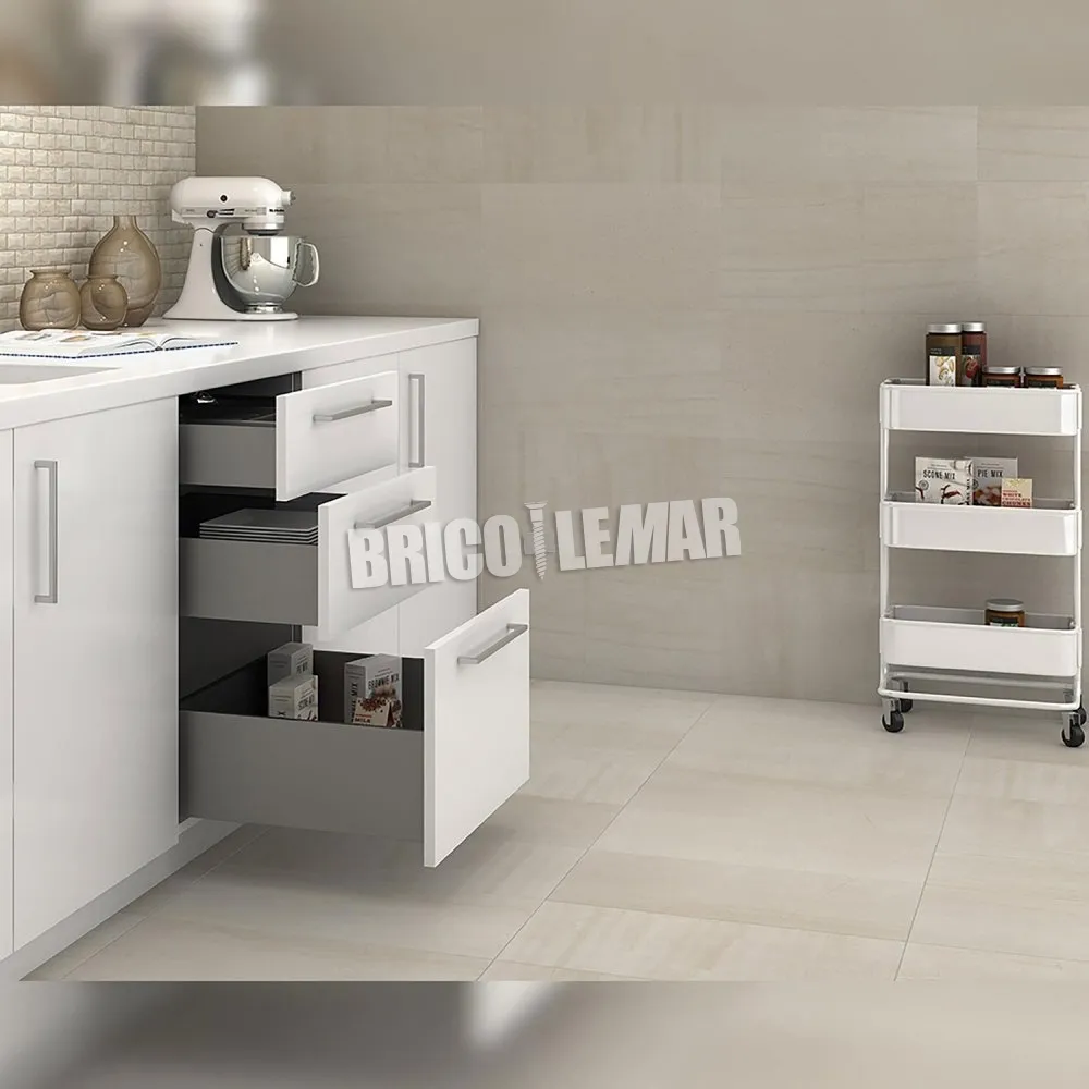 Lote de 5 kits para cajones de cocina Concept altura 138mm profundidad 500mm cierre suave acero gris antracita Emuca