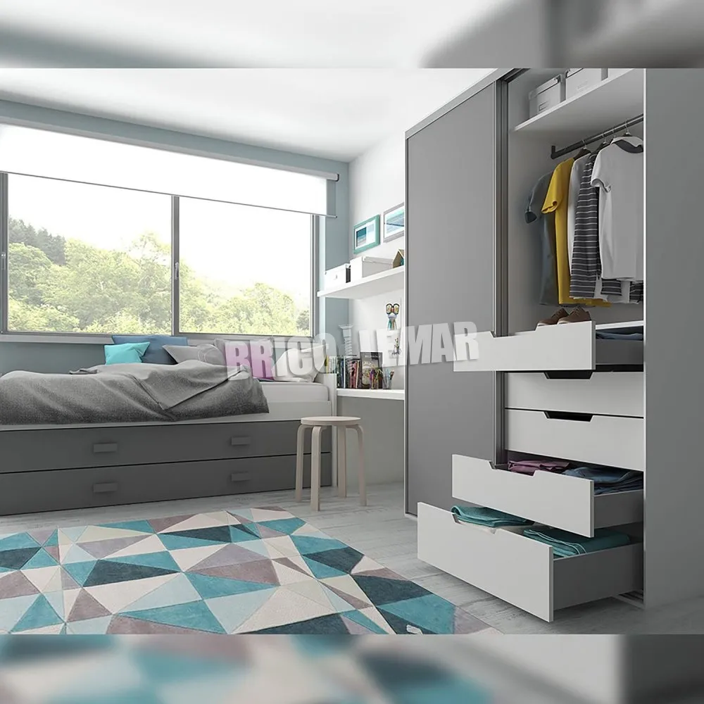 Lote de 5 kits para cajones de cocina Concept altura 138mm profundidad 500mm cierre suave acero gris antracita Emuca