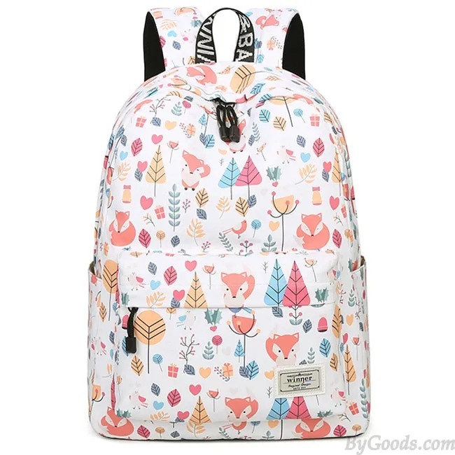 Lovely Canvas Fruit Cute Animal Vegetable Watercolour Carrot Painting Girls School Backpack