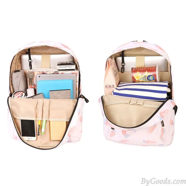 Lovely Canvas Fruit Cute Animal Vegetable Watercolour Carrot Painting Girls School Backpack