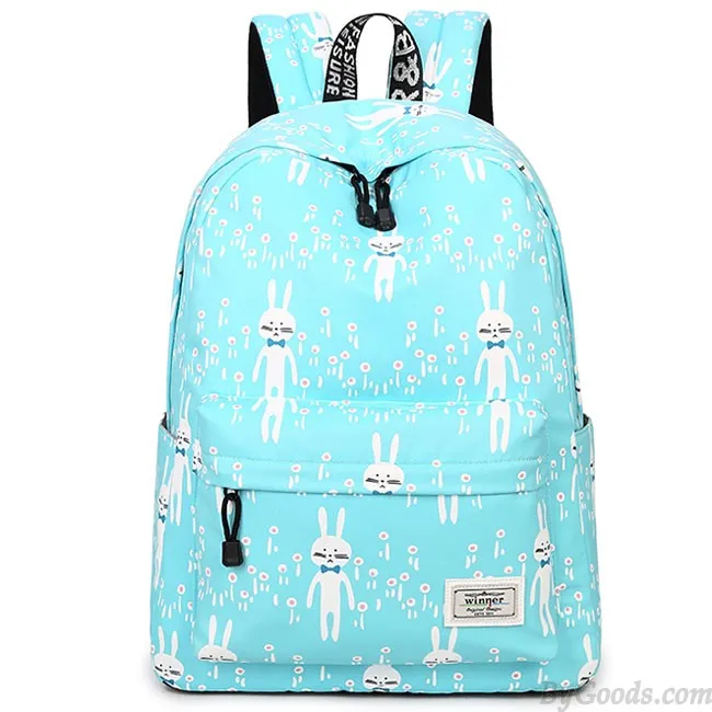 Lovely Canvas Fruit Cute Animal Vegetable Watercolour Carrot Painting Girls School Backpack