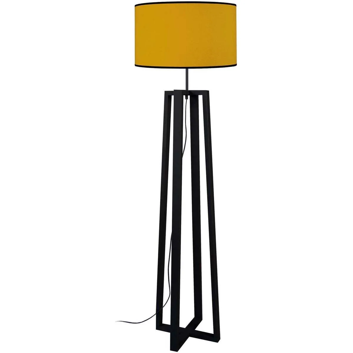 Lámpara de pie trapecio madera negro y amarillo
