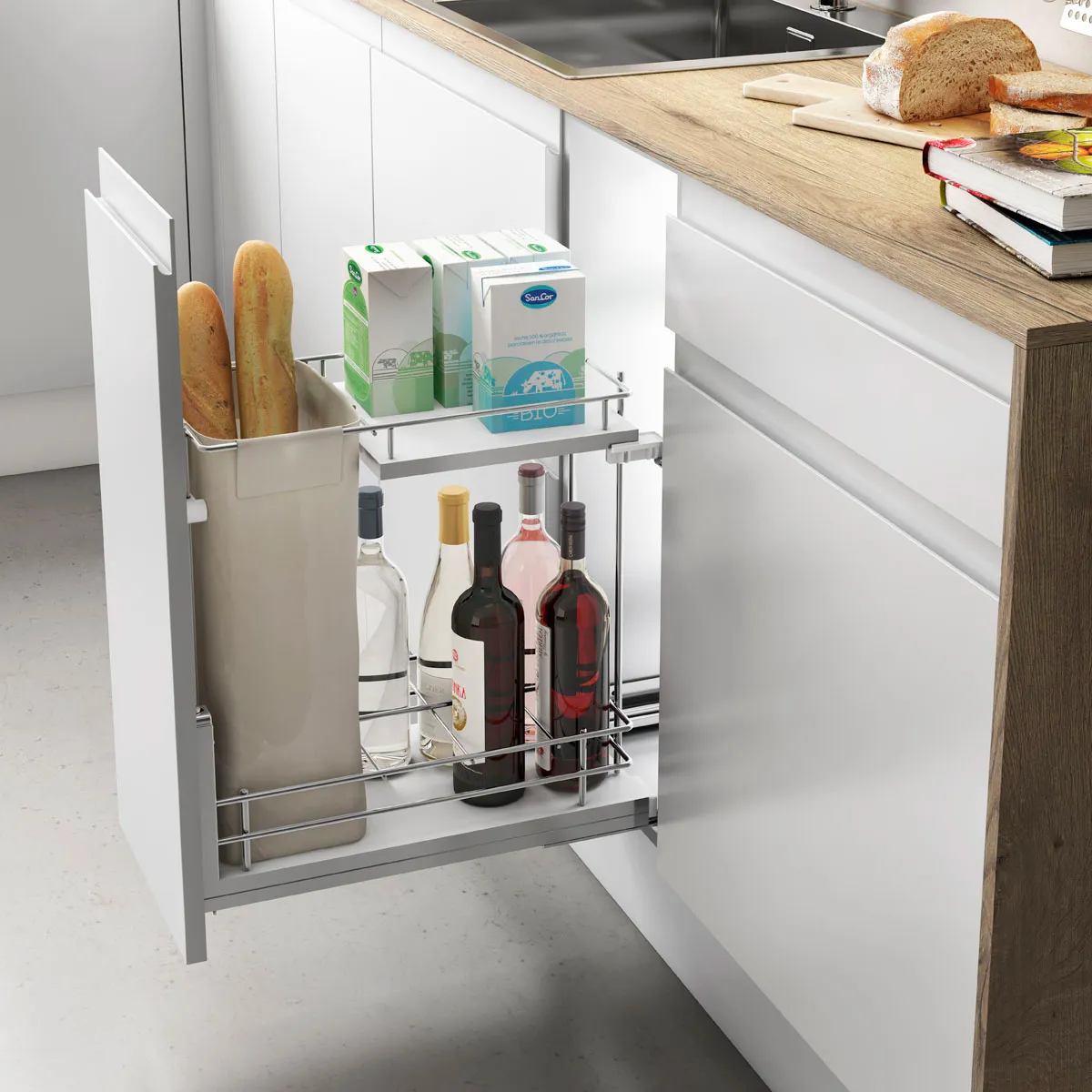 LíNEA COMPACT  BOTELLERO PANERO EXTRAíBLE CON BASE BLANCA