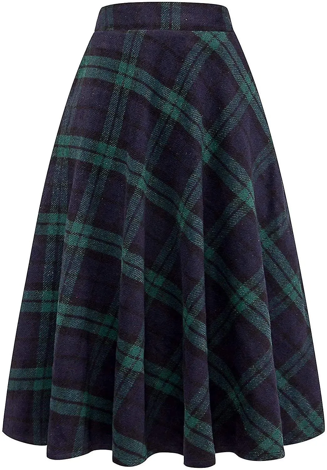 Maxi Faldas de Mujer Lana de Tartán Larga Cálida Con Cintura Elástica Plus Size