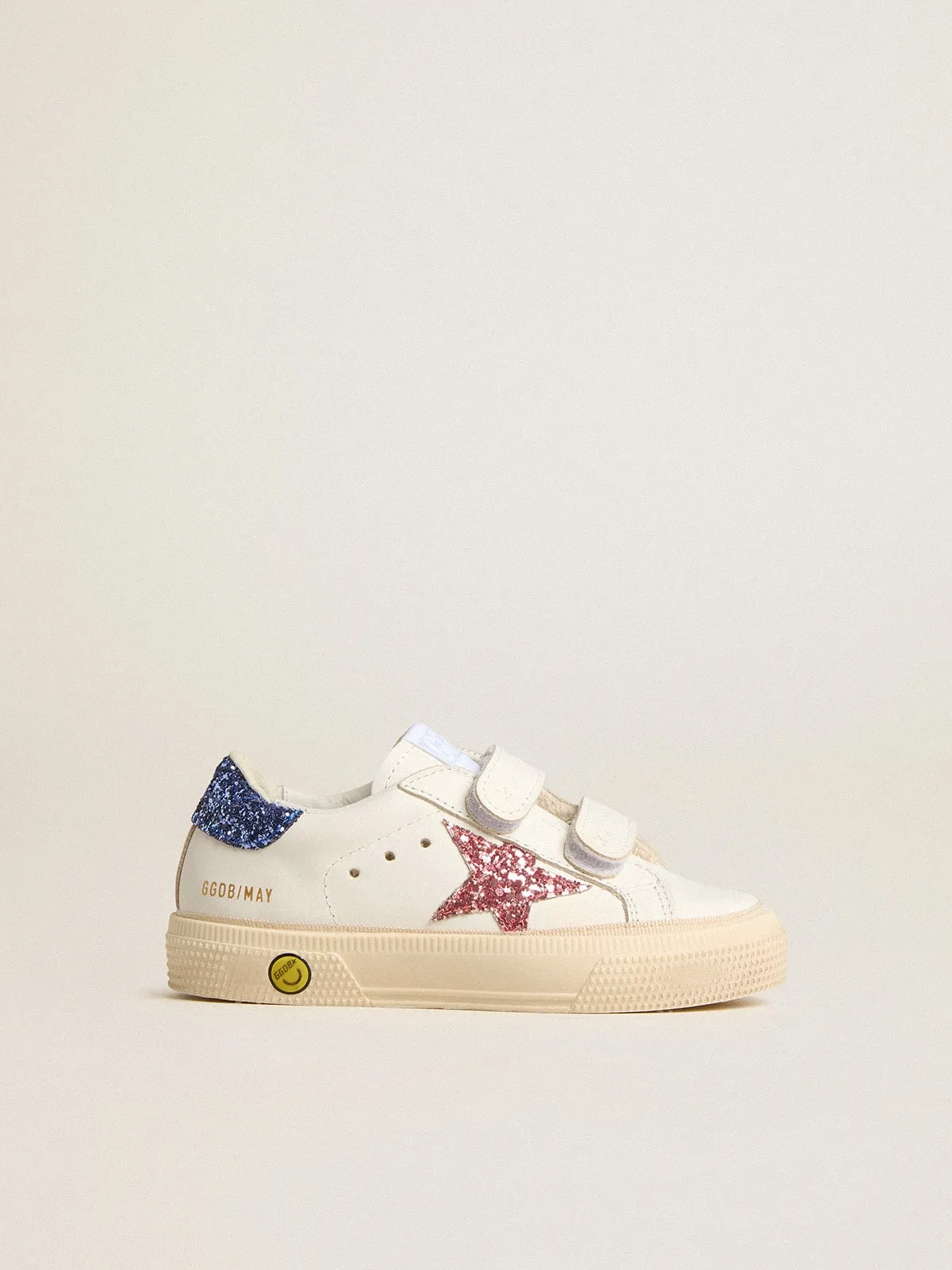 May School Young de piel con estrella y refuerzo del talón con purpurina
