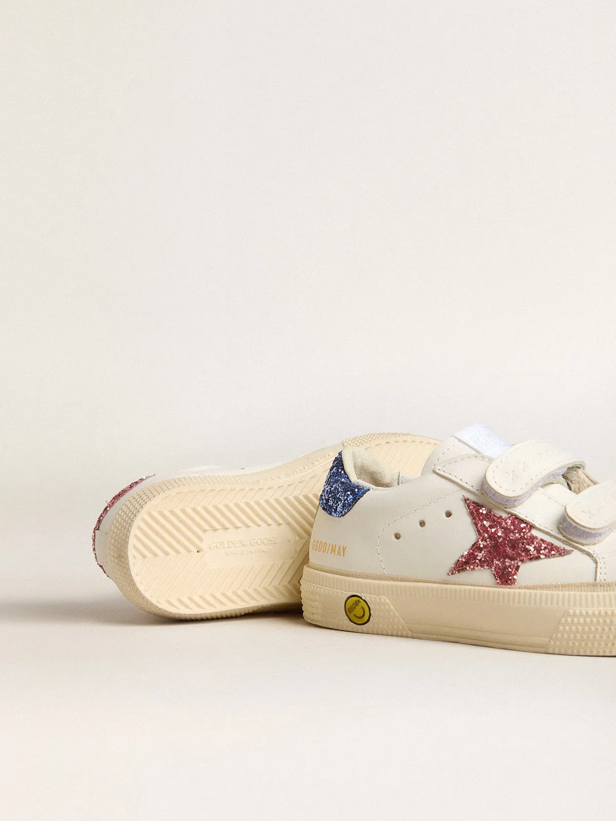 May School Young de piel con estrella y refuerzo del talón con purpurina