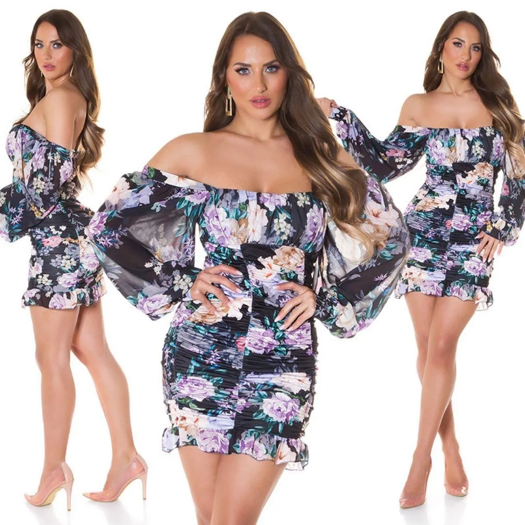 Mini vestido Boho tejido de flores