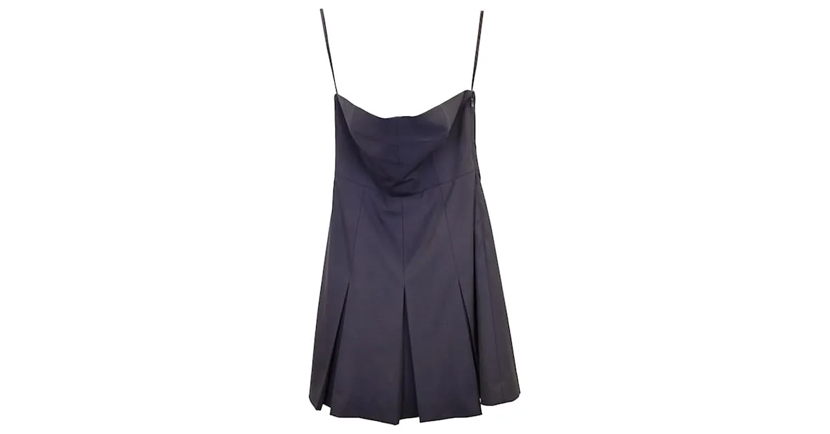 Minivestido plisado sin tirantes Theory de lana negra Negro 