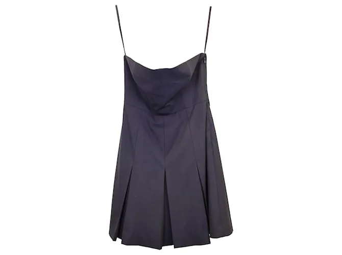 Minivestido plisado sin tirantes Theory de lana negra Negro 