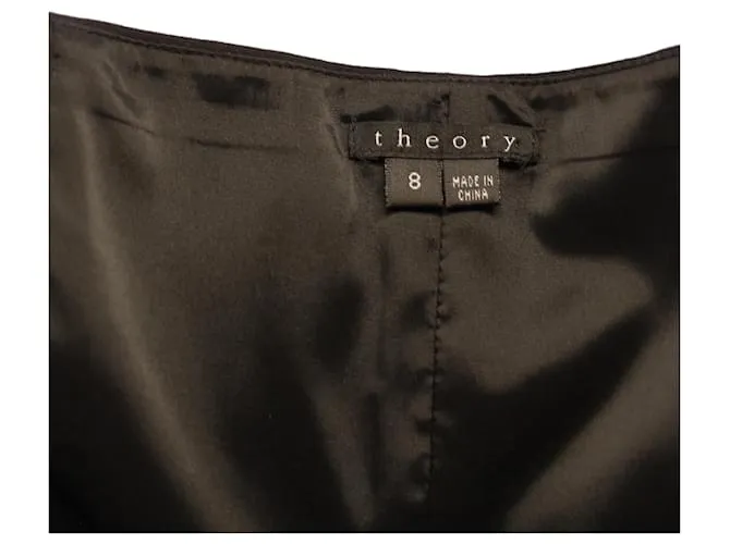 Minivestido plisado sin tirantes Theory de lana negra Negro 