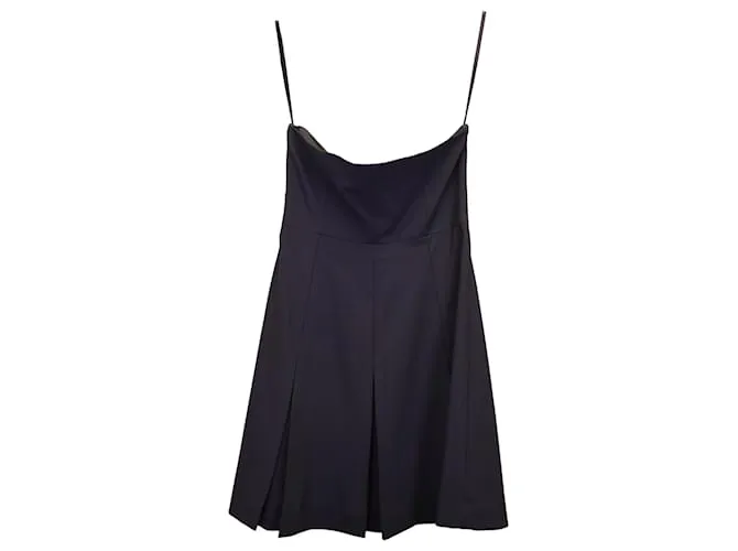 Minivestido plisado sin tirantes Theory de lana negra Negro 