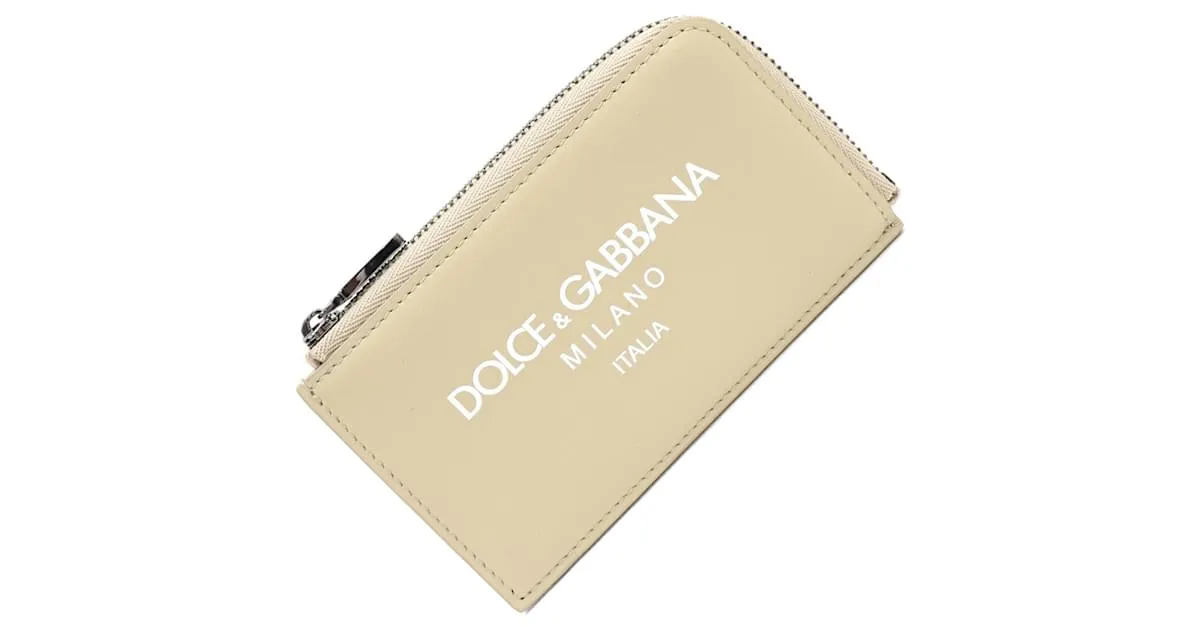Monedero de cuero beige Dolce & Gabbana 