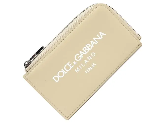 Monedero de cuero beige Dolce & Gabbana 
