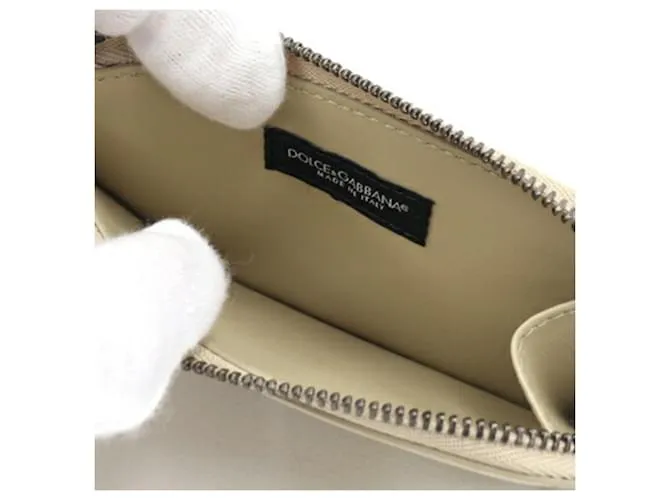 Monedero de cuero beige Dolce & Gabbana 