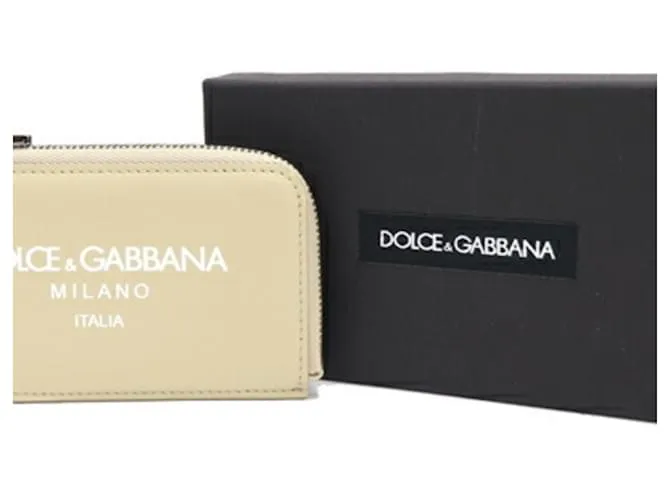 Monedero de cuero beige Dolce & Gabbana 