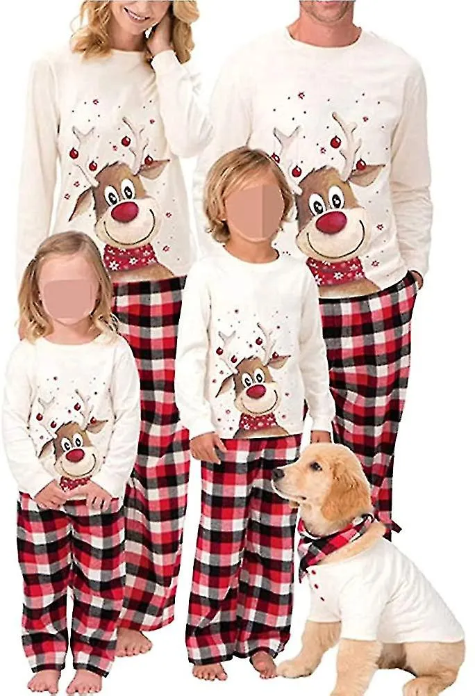 Navidad familiar Pjs Juegos a juego Jammies a cuadros de ciervo para bebés Adultos y niños Vacaciones Navidad Sleepwear Set
