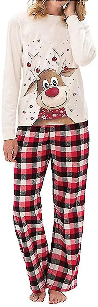 Navidad familiar Pjs Juegos a juego Jammies a cuadros de ciervo para bebés Adultos y niños Vacaciones Navidad Sleepwear Set