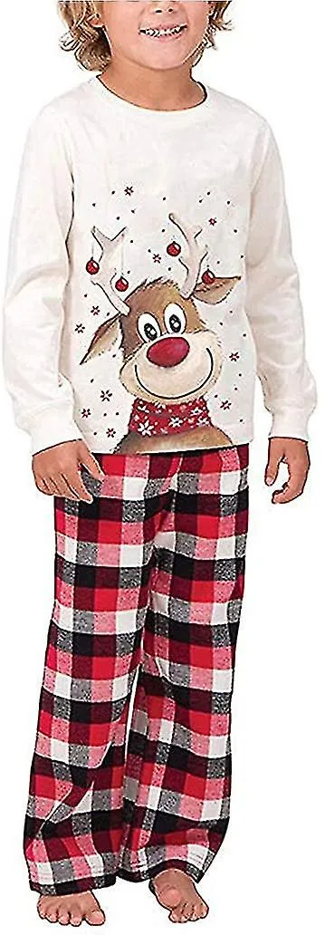 Navidad familiar Pjs Juegos a juego Jammies a cuadros de ciervo para bebés Adultos y niños Vacaciones Navidad Sleepwear Set