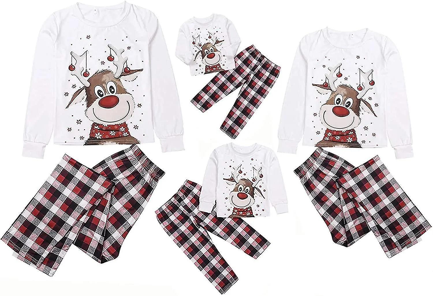 Navidad familiar Pjs Juegos a juego Jammies a cuadros de ciervo para bebés Adultos y niños Vacaciones Navidad Sleepwear Set