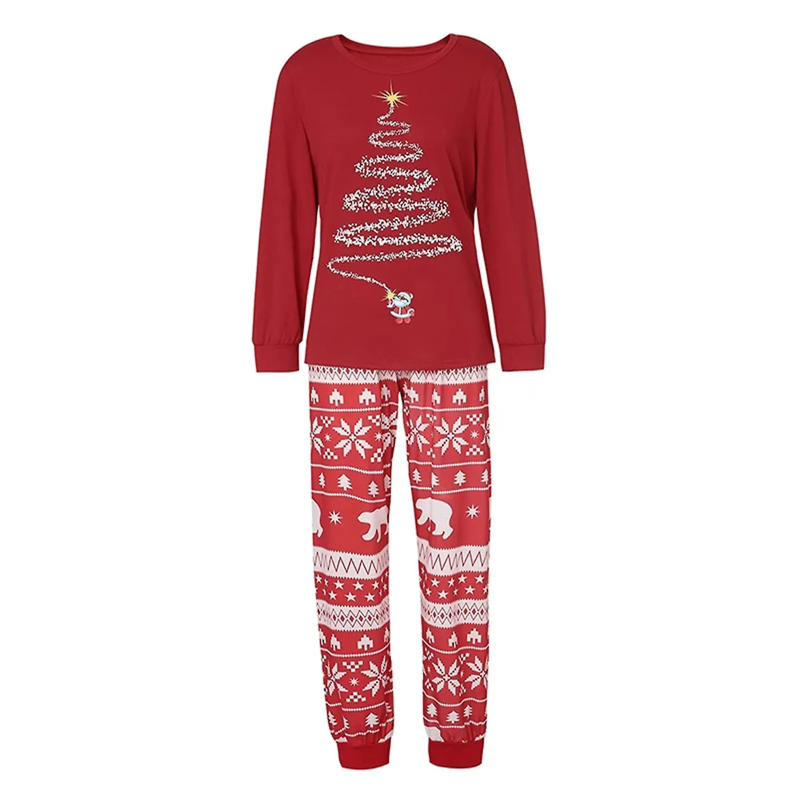 Navidad Familiar Vacaciones Pijamas Juego a juego Árbol Estampado Navidad Top Sleepwear