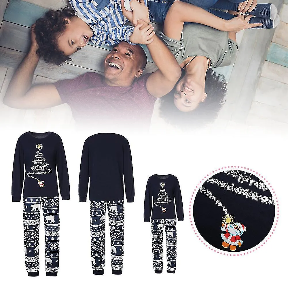 Navidad Familiar Vacaciones Pijamas Juego a juego Árbol Estampado Navidad Top Sleepwear