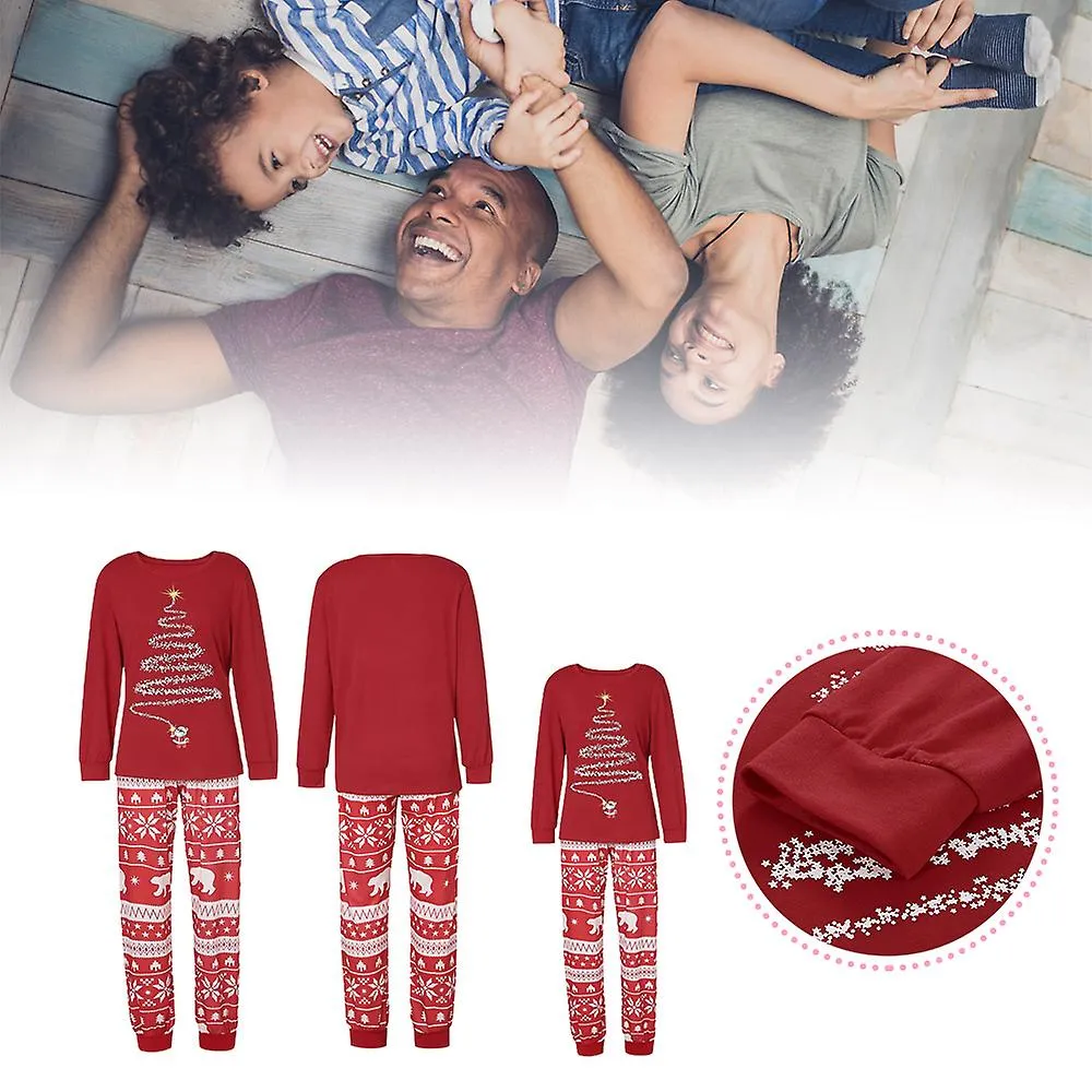 Navidad Familiar Vacaciones Pijamas Juego a juego Árbol Estampado Navidad Top Sleepwear