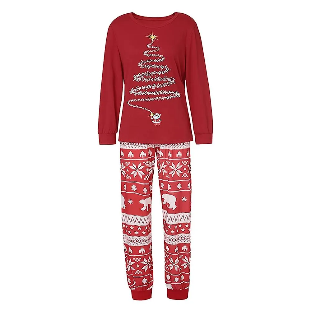 Navidad Familiar Vacaciones Pijamas Juego a juego Árbol Estampado Navidad Top Sleepwear