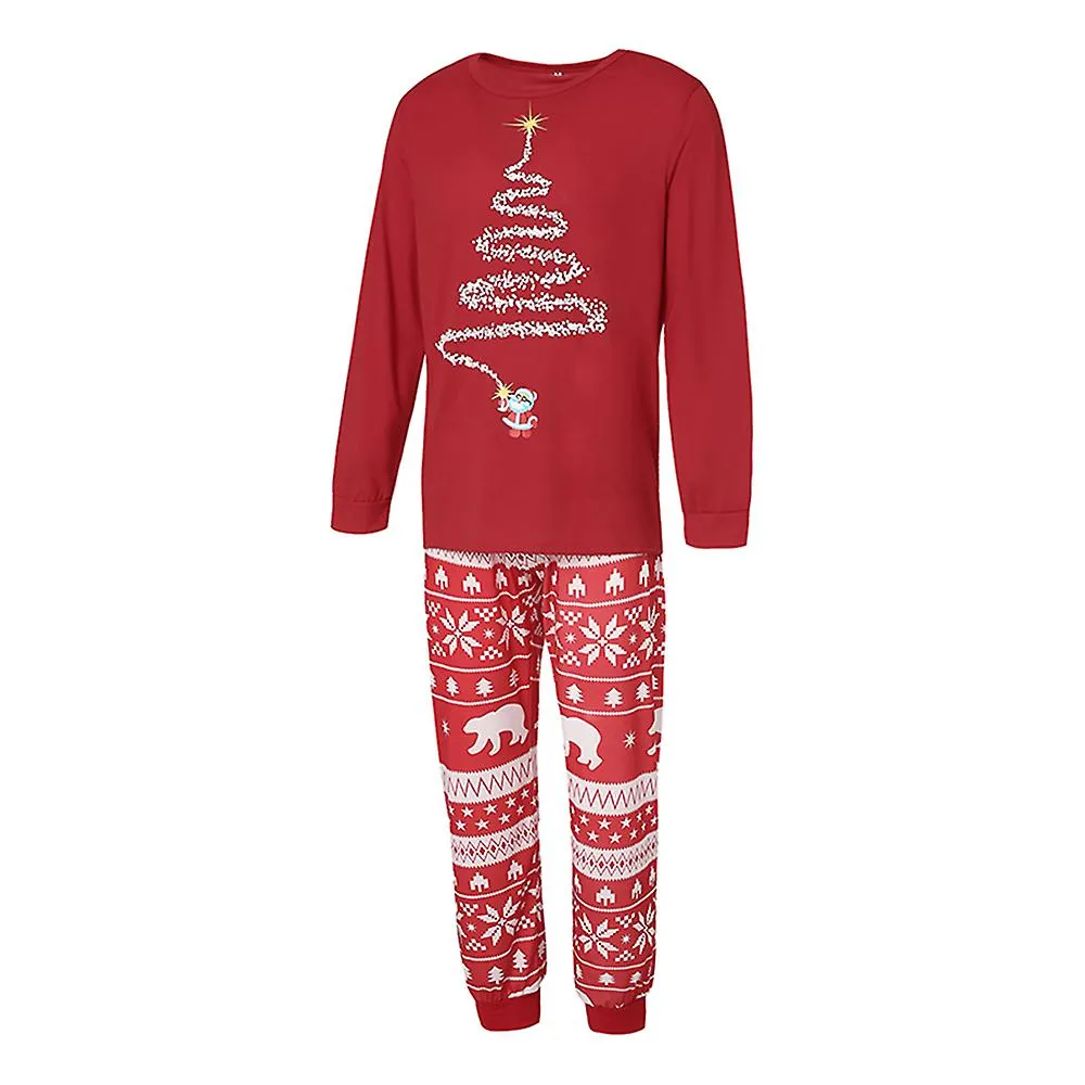 Navidad Familiar Vacaciones Pijamas Juego a juego Árbol Estampado Navidad Top Sleepwear