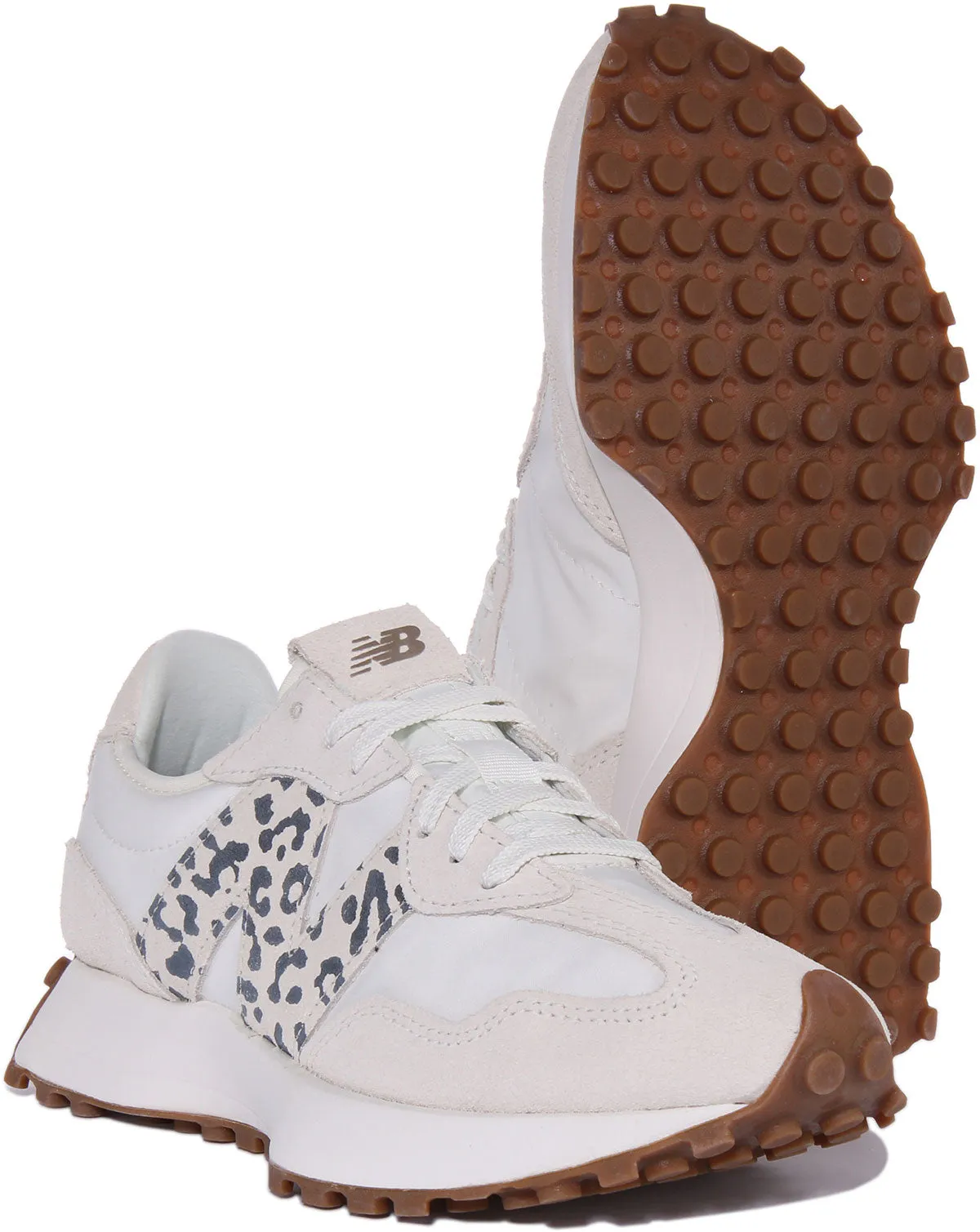 New Balance WS327PJ Zapatillas casual de ante y malla para mujer en blanco multi