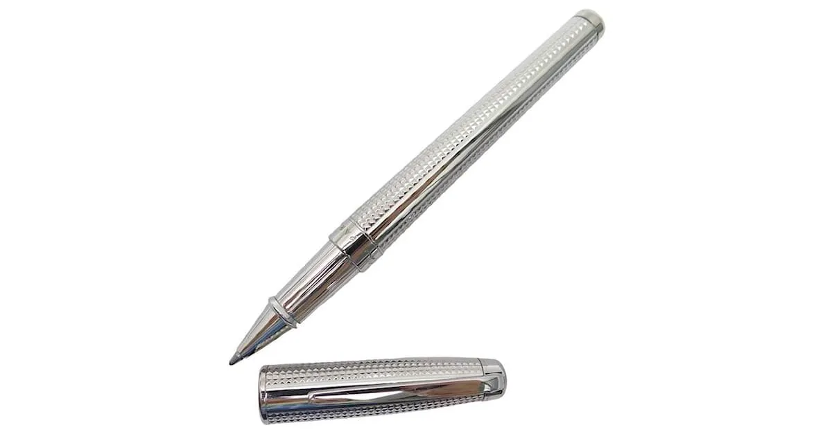 NUEVE PLUMAS ROLLERBALL ST DUPONT LINE D ETERNITY PUNTA DE DIAMANTE 422014M Plata 