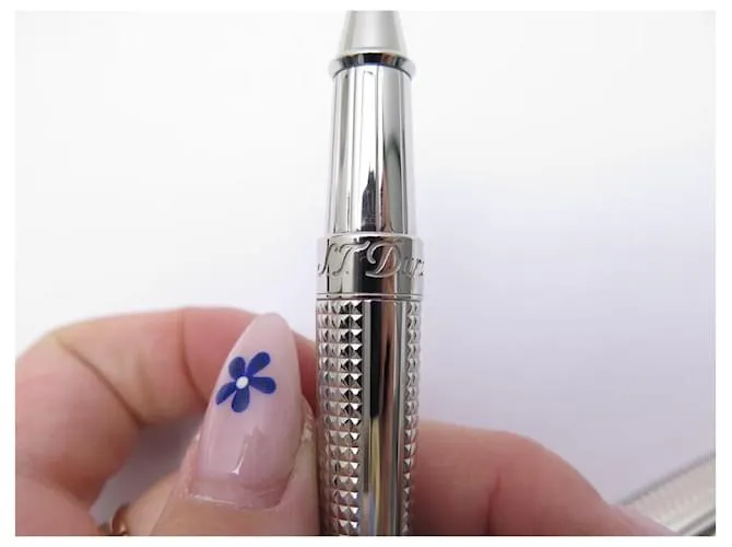 NUEVE PLUMAS ROLLERBALL ST DUPONT LINE D ETERNITY PUNTA DE DIAMANTE 422014M Plata 