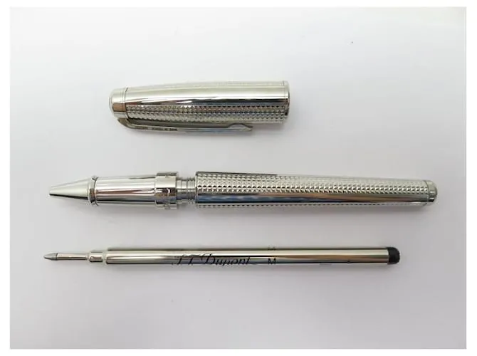 NUEVE PLUMAS ROLLERBALL ST DUPONT LINE D ETERNITY PUNTA DE DIAMANTE 422014M Plata 