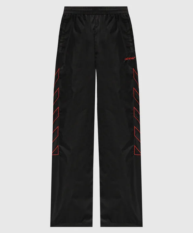 OFFWHITE BLACK SWEATPANTS WITH LOGO EMBROIDERY
